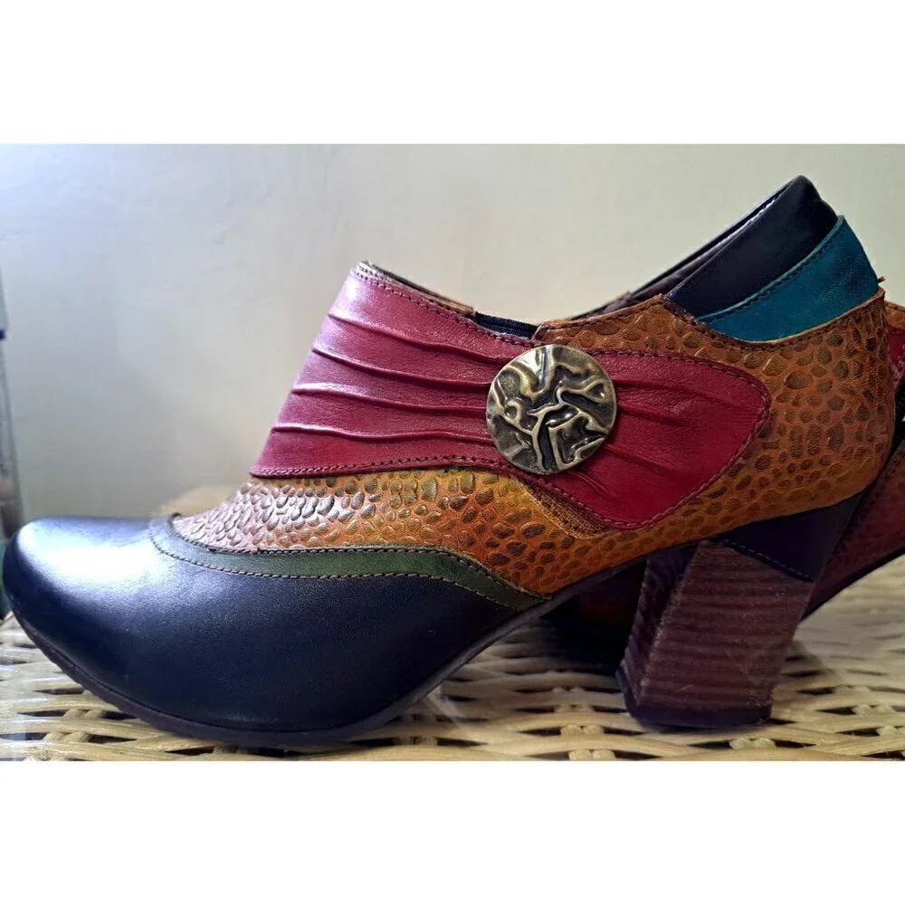 L'Artiste by Spring Step Women's 9.5 Fia Ankle Boot Multicolor Leather Side Zip